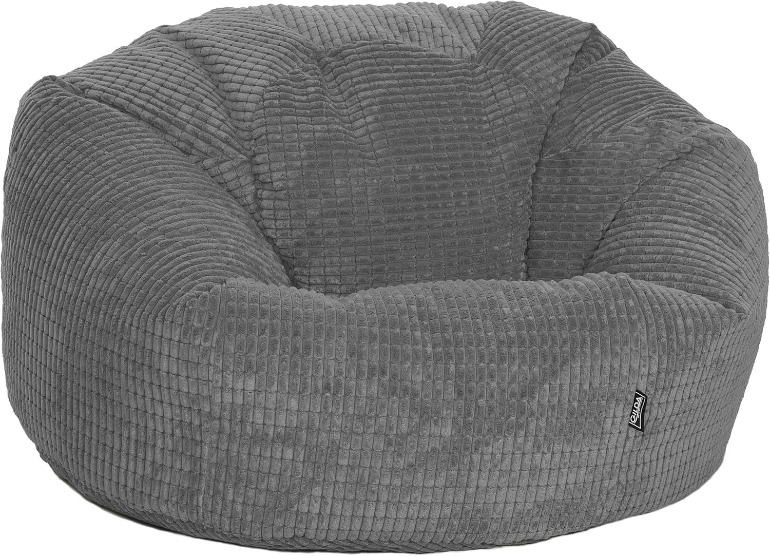 Giant Corduroy Bean Bag Chair Grey Soft Adult Seat Lounger Sofa Bed