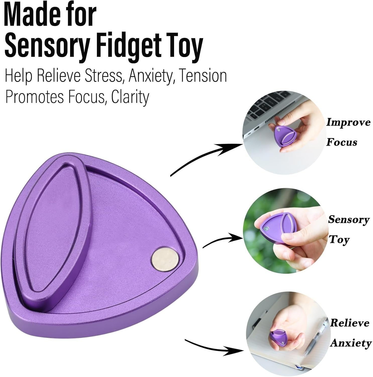 Purple Metal Pivot Fidget Slider Magnetic Clicker Triangle EDC