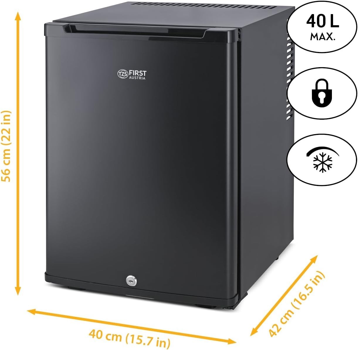 40L Mini Fridge Silent Lockable Compact LED Thermostat Freestanding
