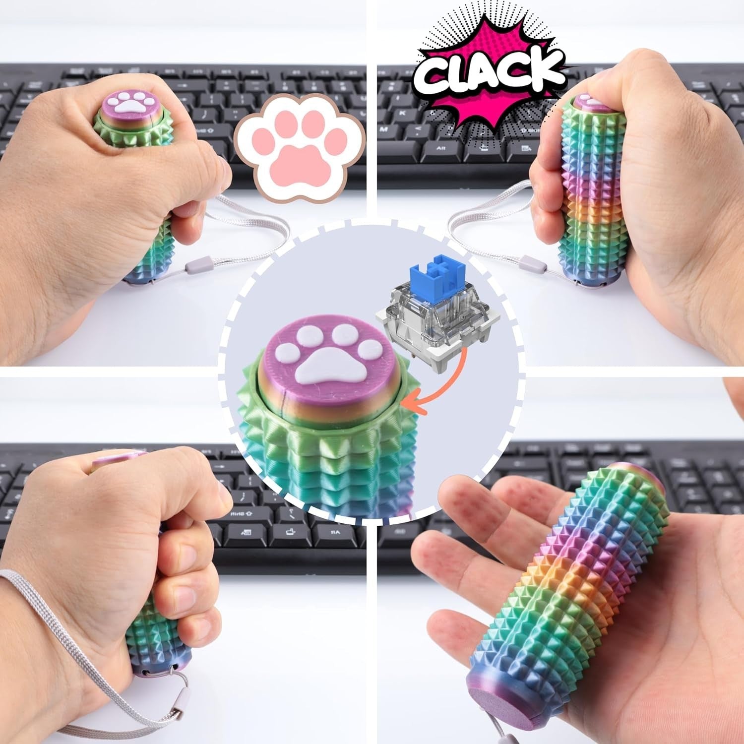 2pcs Paw Clicker Pain Stim Fidget Spiky Stress Relief ADHD Toy