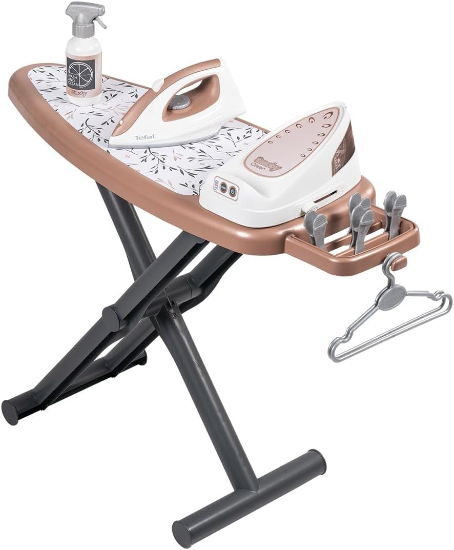 Kids Ironing Board Play Set with Steam Iron Pretend Laundry Toy