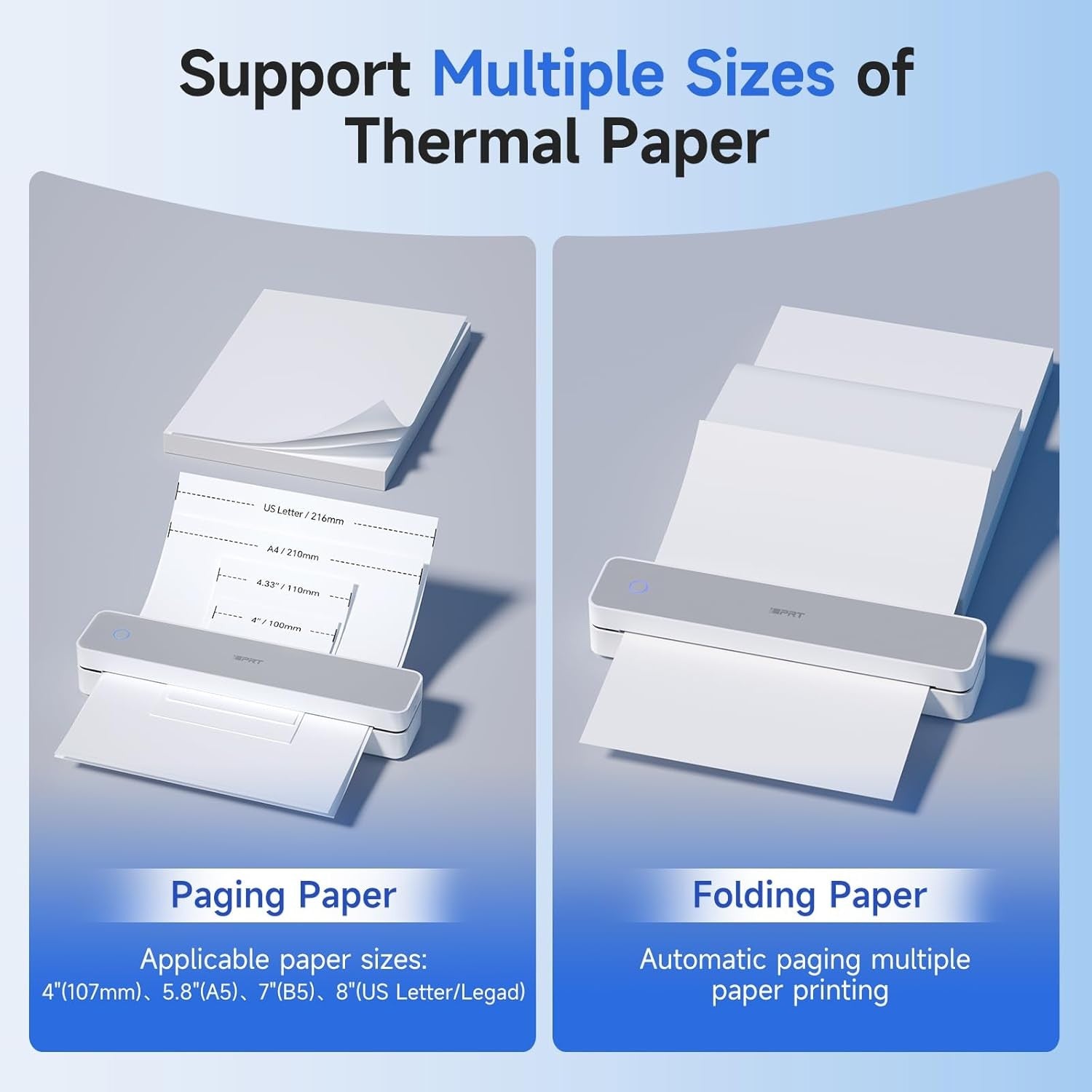 iDPRT Bluetooth Thermal Printer Wireless Inkless Portable A4 Mobile Printer