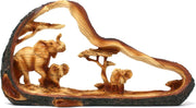 Elephant Family Ornament 31cm Resin Wildlife Sculpture Rustic Home Decor Gift