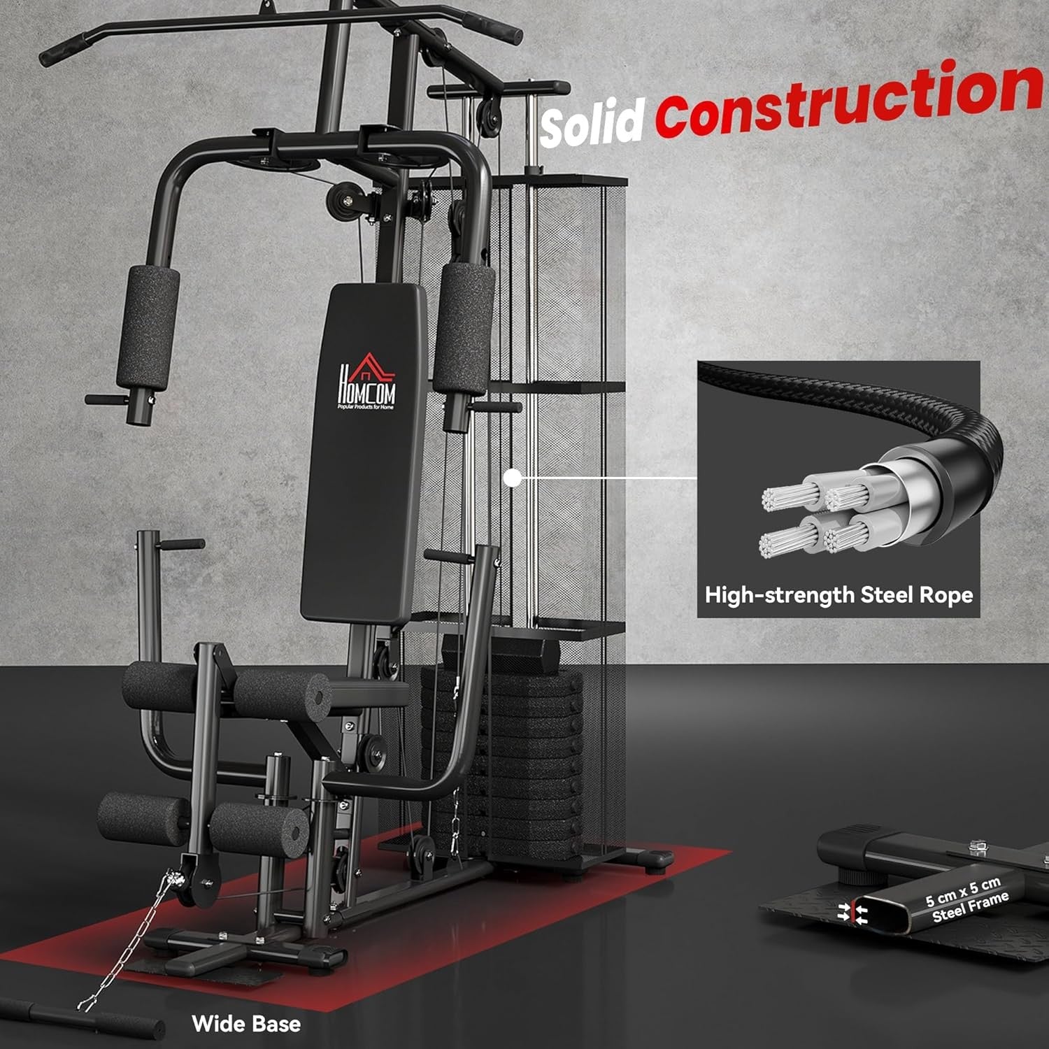 Multi Gym Workout Station 45kg Weight Stack Home Strength Trainer