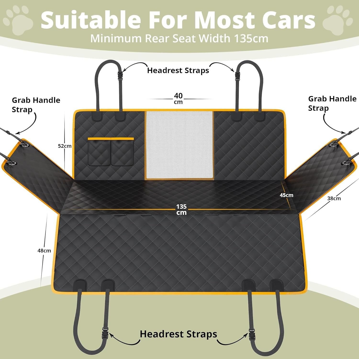 Waterproof Dog Car Seat Cover Hammock Mesh Window 137x147cm