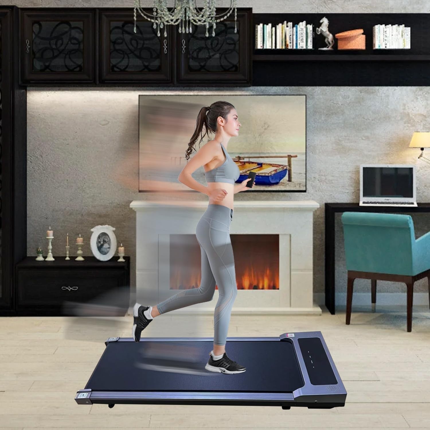 Under Desk Treadmill Walking Running Machine 1-12km/h Bluetooth Remote