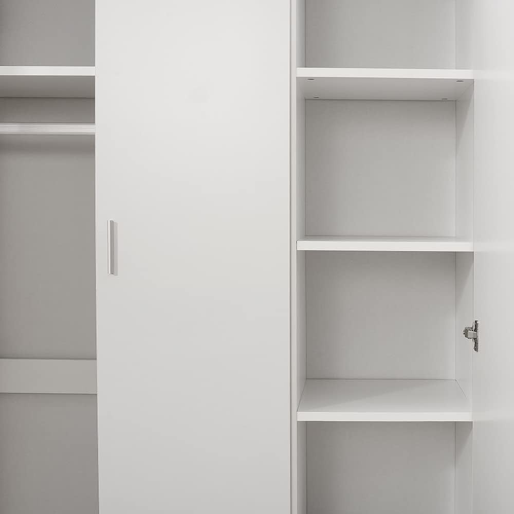 3 Door White Wardrobe with Hanging Rail & 6 Shelves | Spacious Bedroom Storage