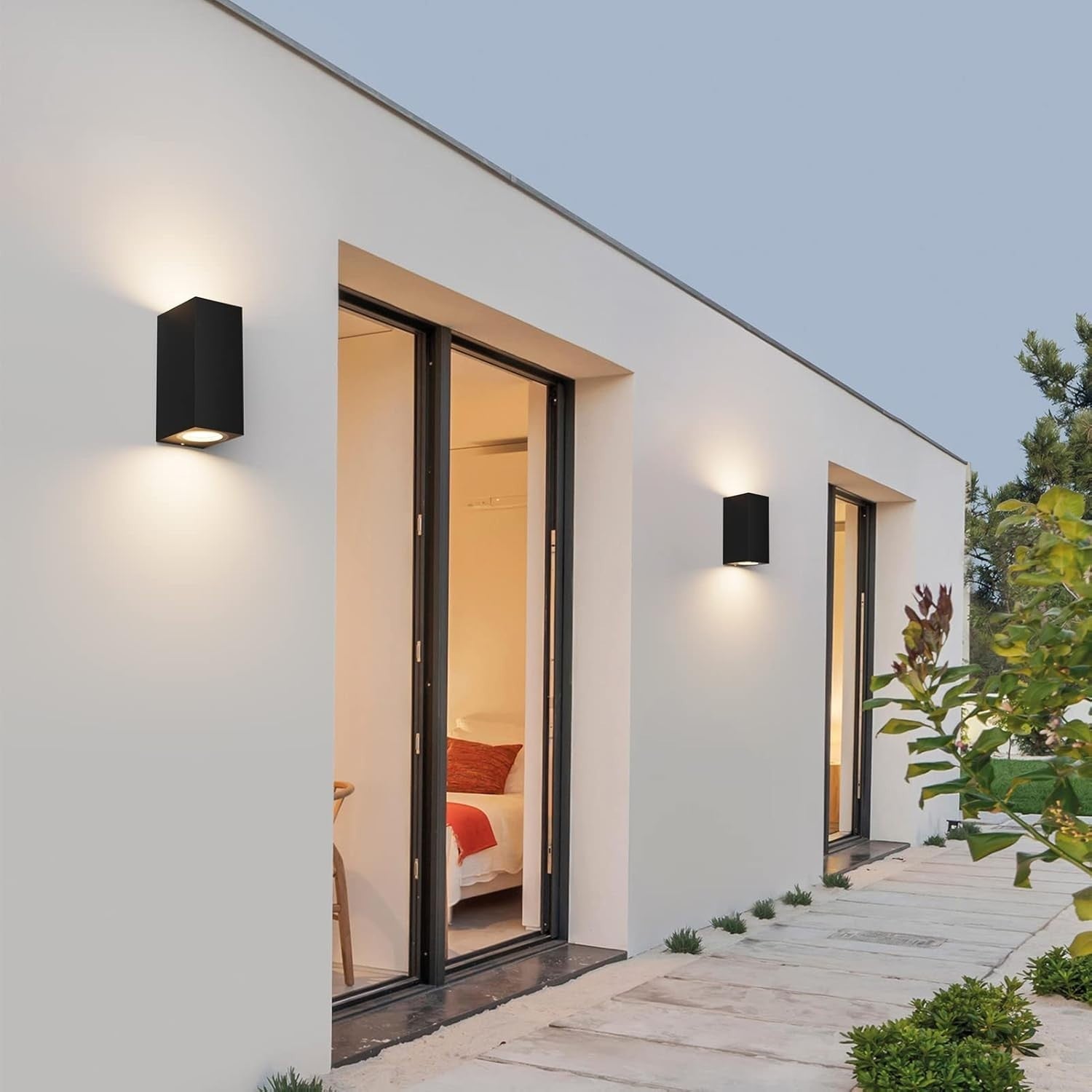 Waterproof Black Outdoor Wall Lights, Modern Up-Down GU10 Sconces 4 Pack
