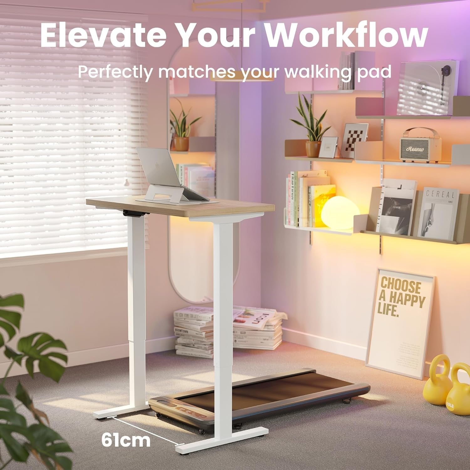 Electric Standing Desk Height Adjustable Sit Home Office Table 80x48cm