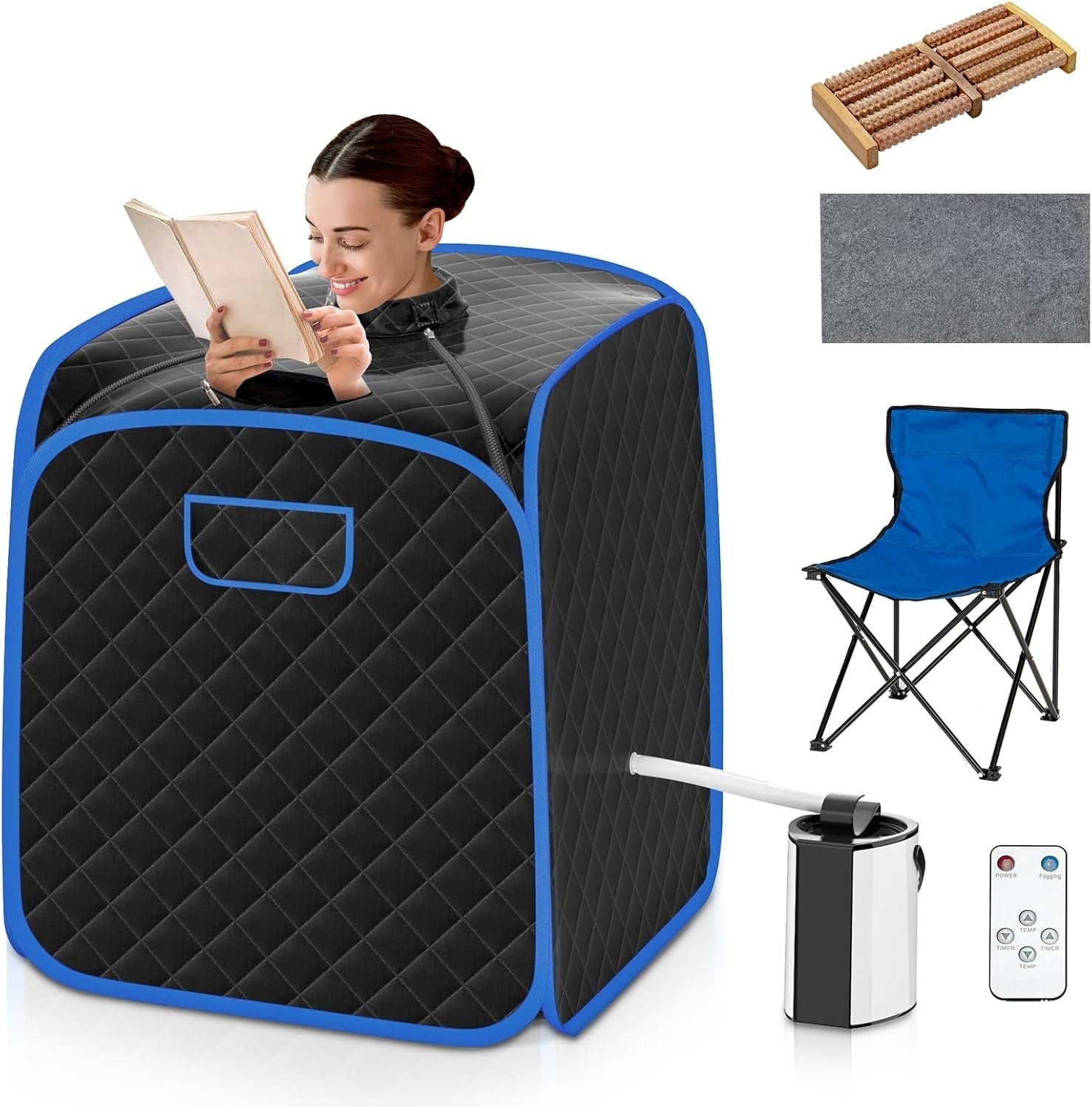 Portable Full Body Steam Sauna Tent Black – 3L Steamer, Chair & Remote