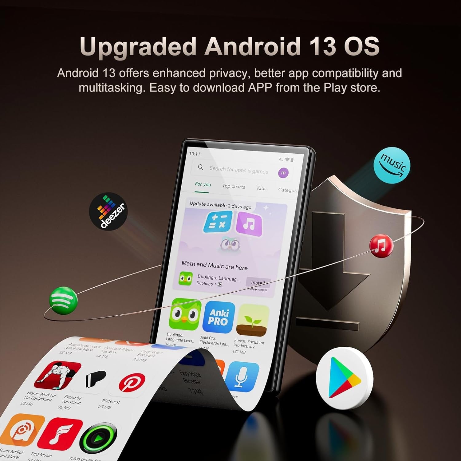 96GB MP3 MP4 Player Black 5" Android 13 Bluetooth