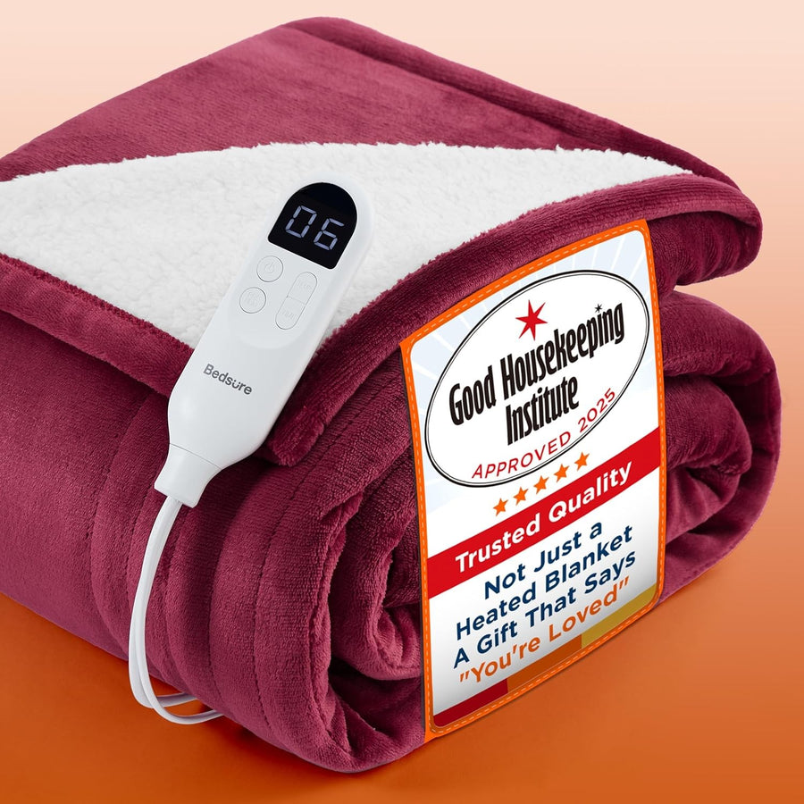 Electric Heated Throw Blanket 6 Heat Levels Timer Soft Warm 130x160cm