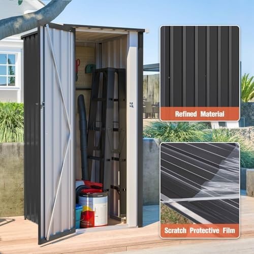 Metal Garden Storage Shed 2.6x2.9ft Waterproof Outdoor Bin & Tool Cabinet