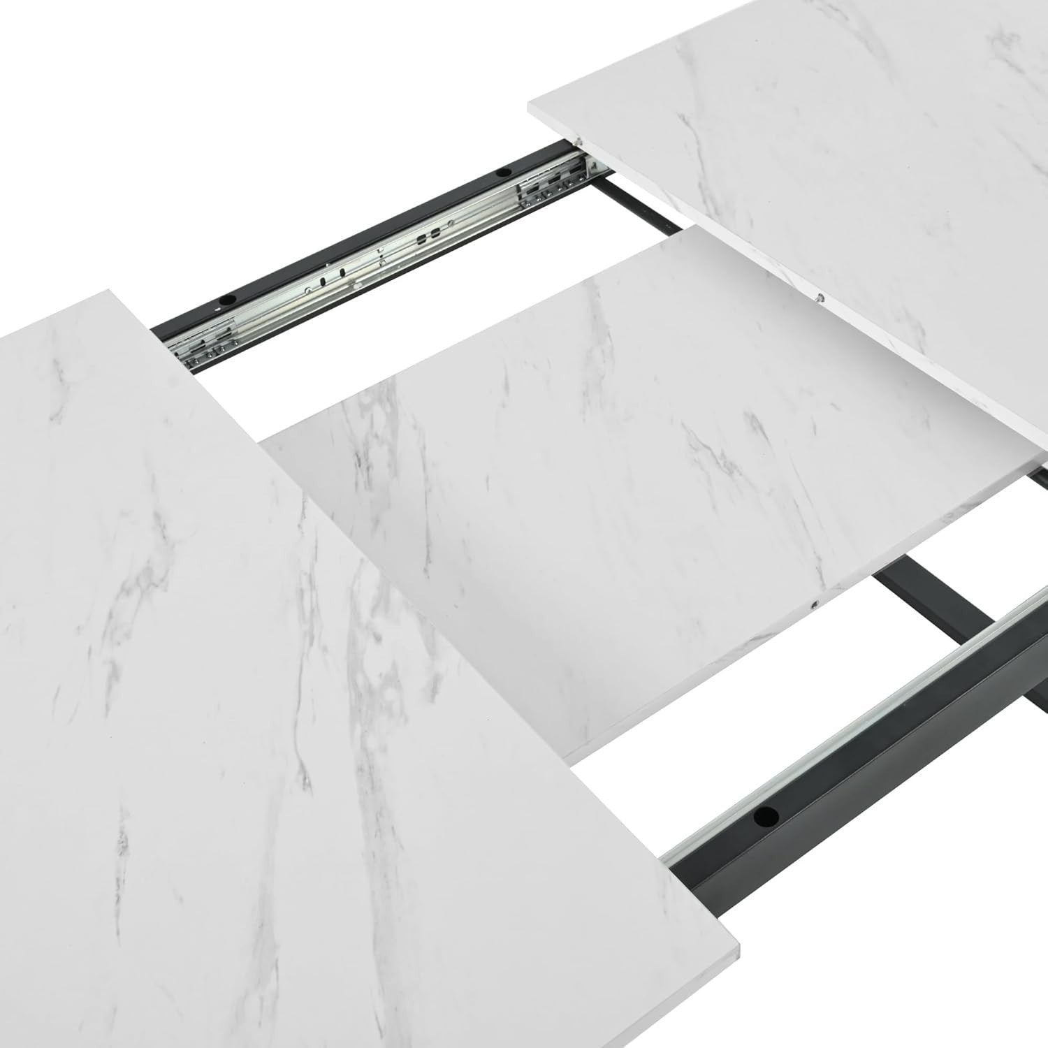 Extendable Marble Dining Table 140–180cm Metal Frame Modern Space Saver