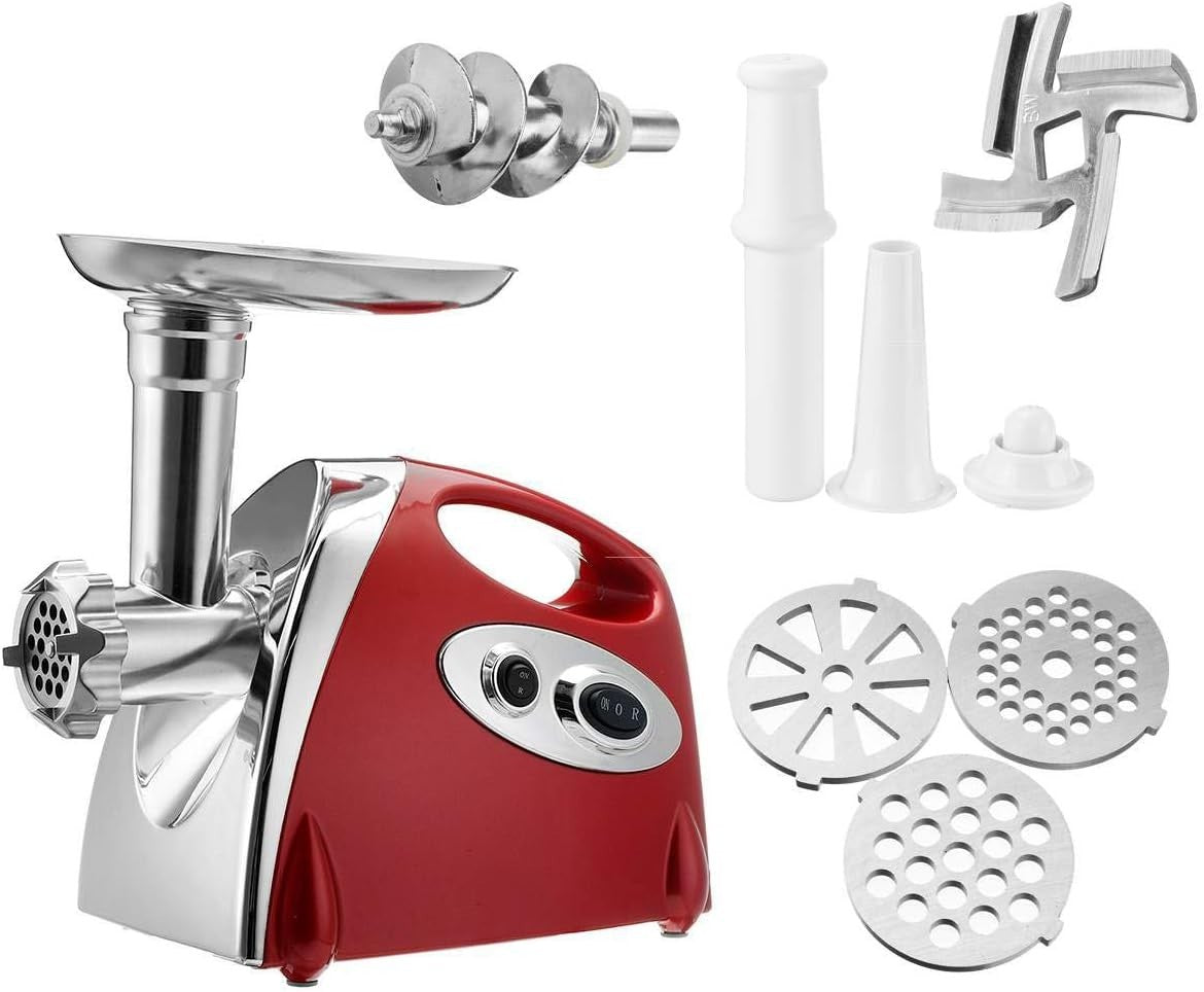 2800W Electric Meat Grinder Sausage Maker Mincer 3 Grinding Plates Red