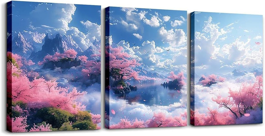 3-Panel Cherry Blossom Wall Art 12"x16" Japanese Framed Prints