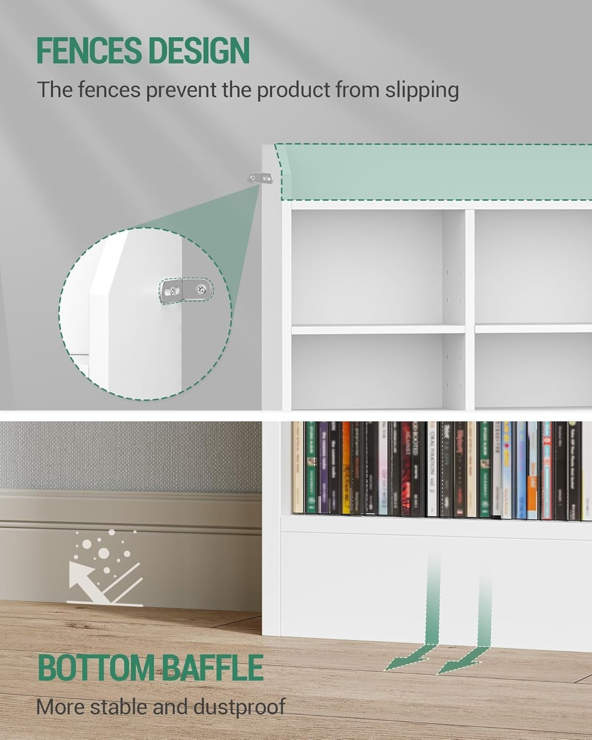747 CD Storage Tower Adjustable Media Shelf Rack Bookcase White 154cm