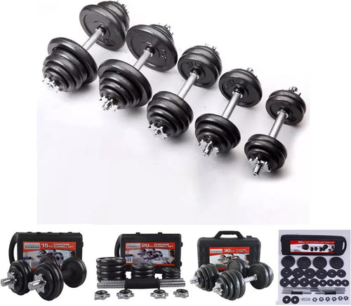 Cast Iron Adjustable Dumbbell Barbell Set 15kg Home Gym Strength Training