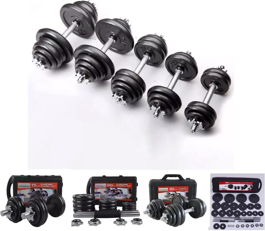 Cast Iron Adjustable Dumbbell Barbell Set 15kg Home Gym Strength Training