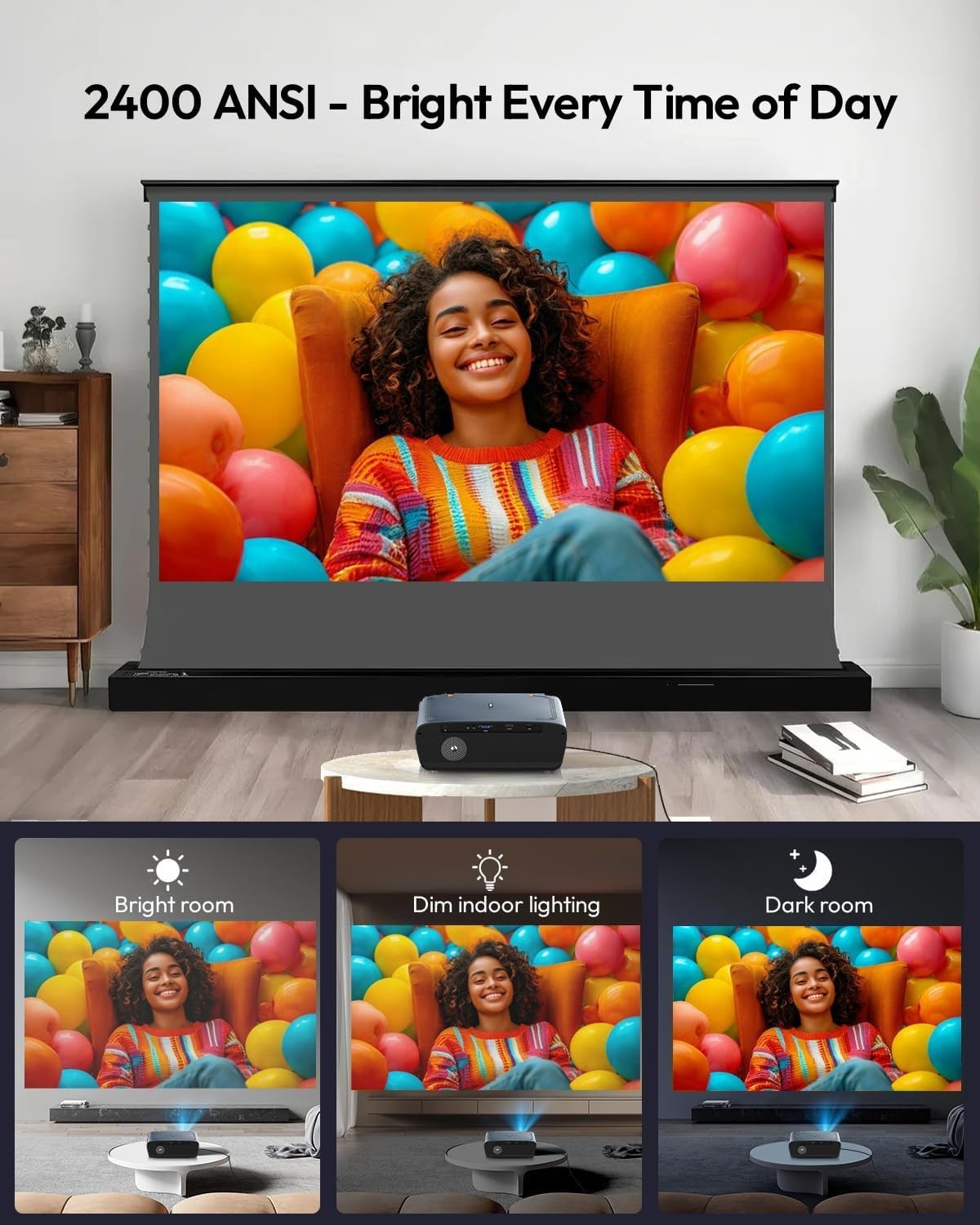 2400ANSI 4K Smart Projector Google TV WiFi6 Dolby NFC