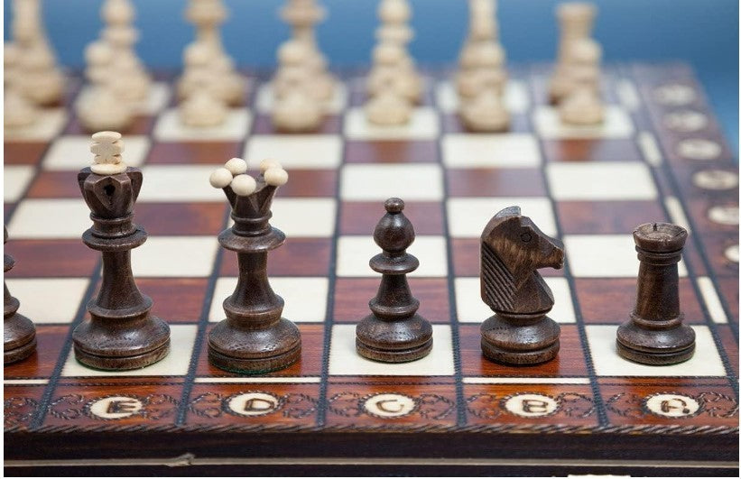 Luxury 16" Wooden Chess Set Handmade Board & Carved Pieces – Gift Classic
