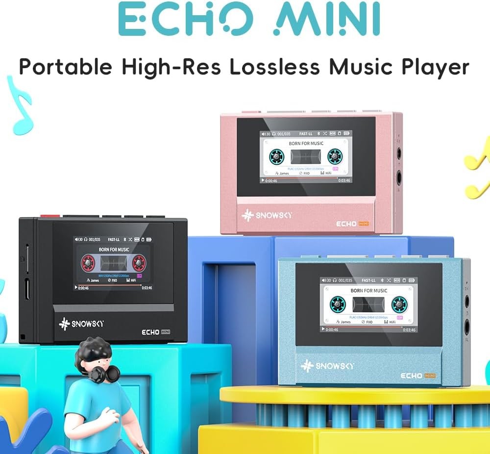 Mini HiFi MP3 Player Bluetooth 15H 3.5mm 4.4mm Output