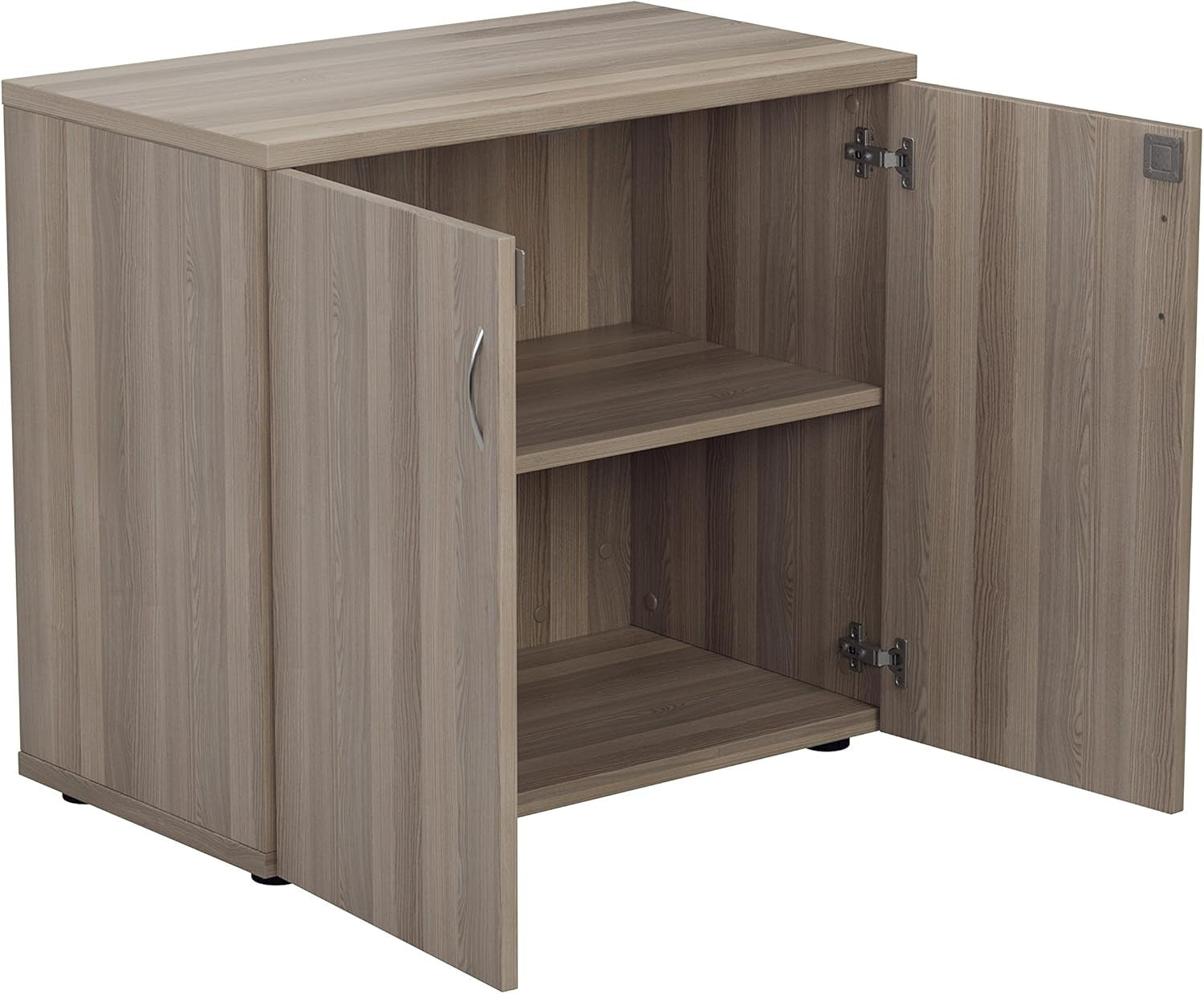 Grey Oak Lockable Office Cupboard Heavy Duty Desk Storage Cabinet 80cm