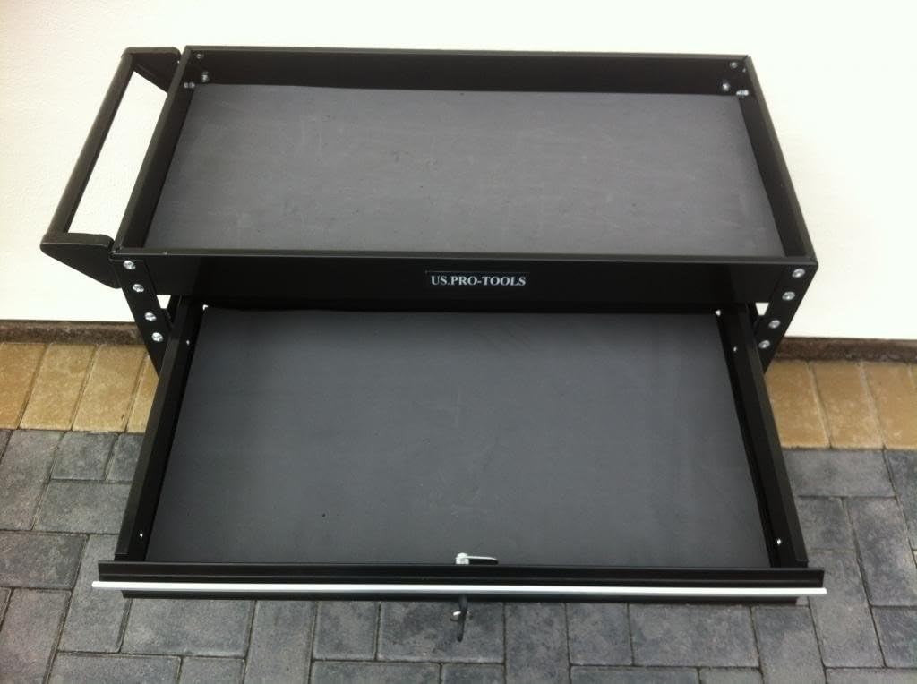 Lockable Tool Cart Rolling Workshop Trolley with Drawer Steel Storage Cabinet