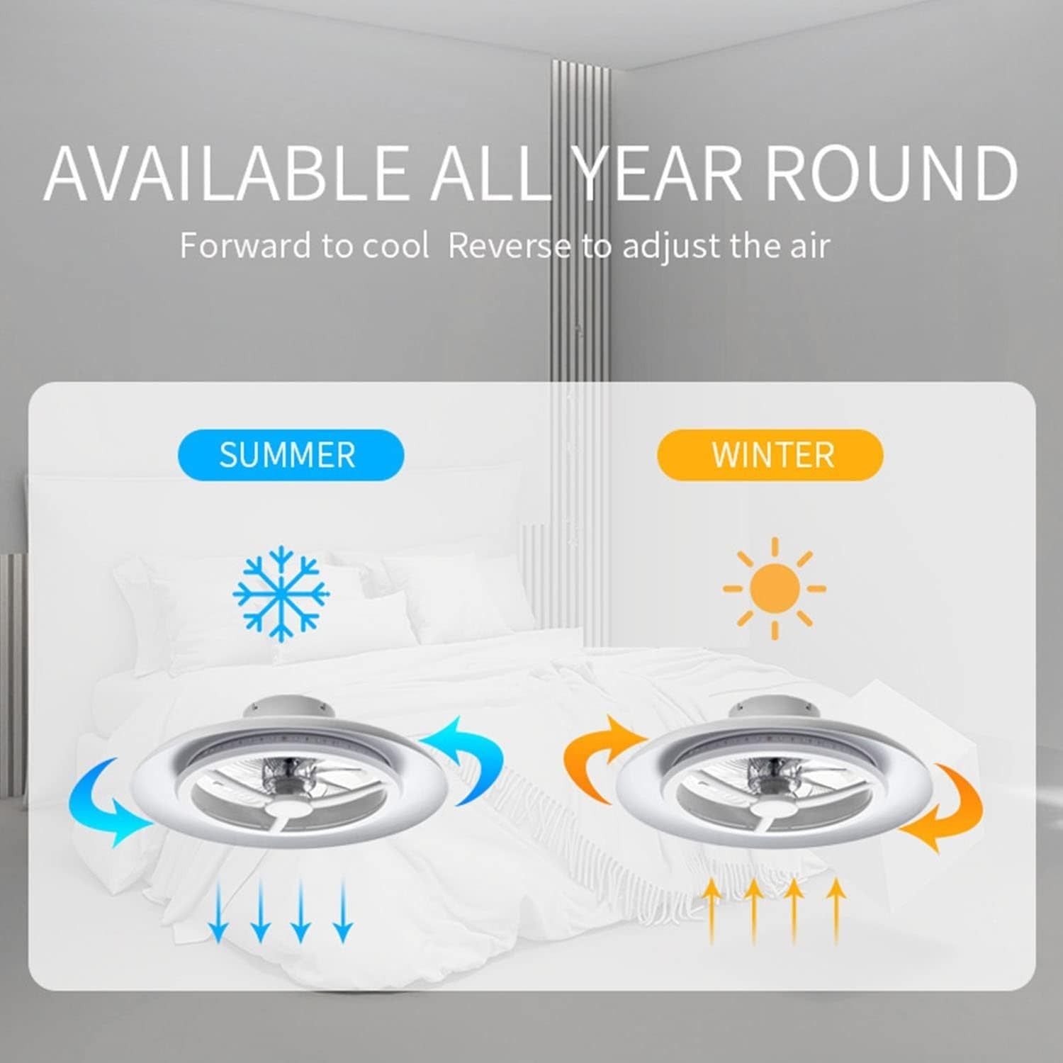 55CM Smart LED Ceiling Fan Light, Adjustable Speed, RGB Dimming 3000-5500K