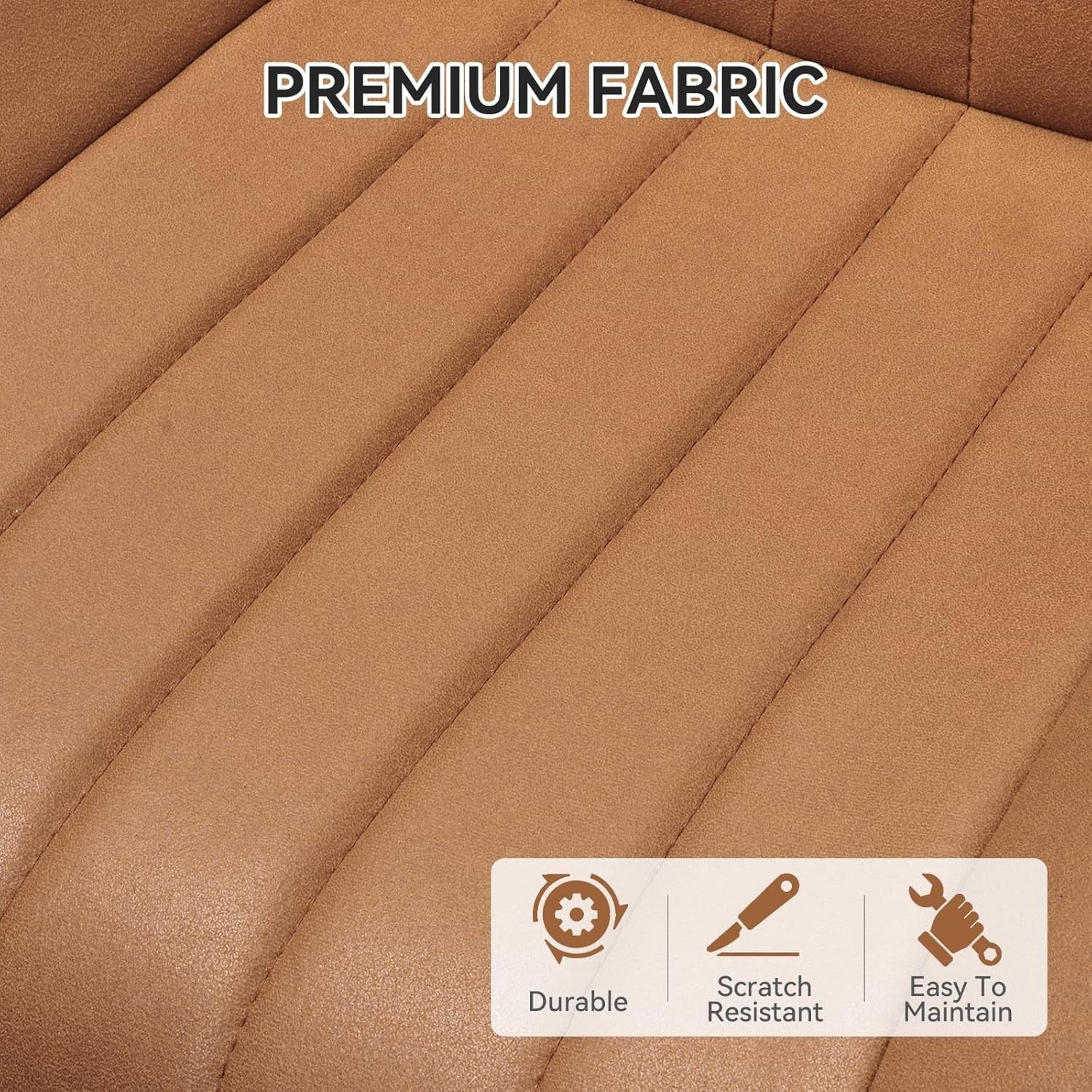 4 Brown Upholstered Dining Chairs Thick Cushion Kitchen Chair Metal Legs