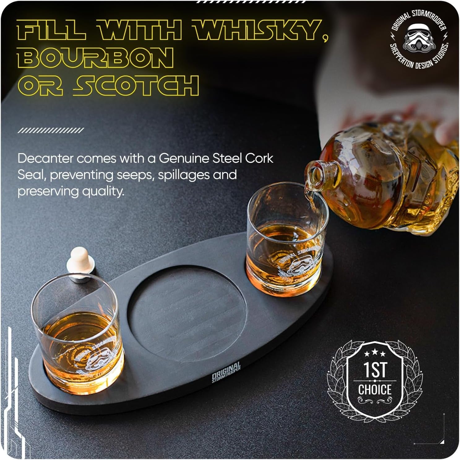 Stormtrooper Whiskey Decanter 750ml Set with 2 Glasses & Display Tray Gift