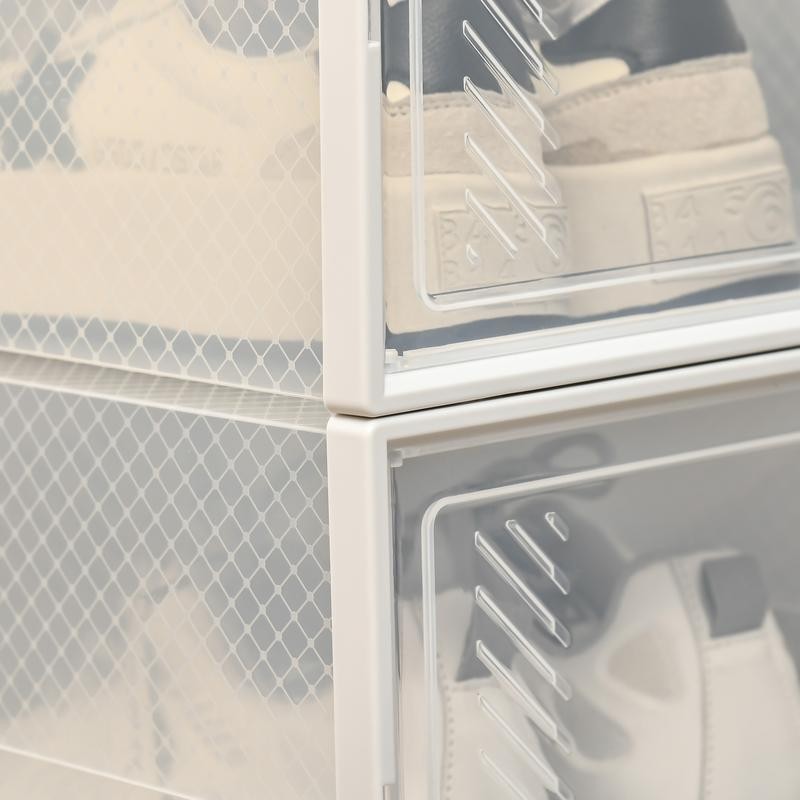 Clear Shoe Storage Box Set – 18 Stackable Units with Magnetic Doors