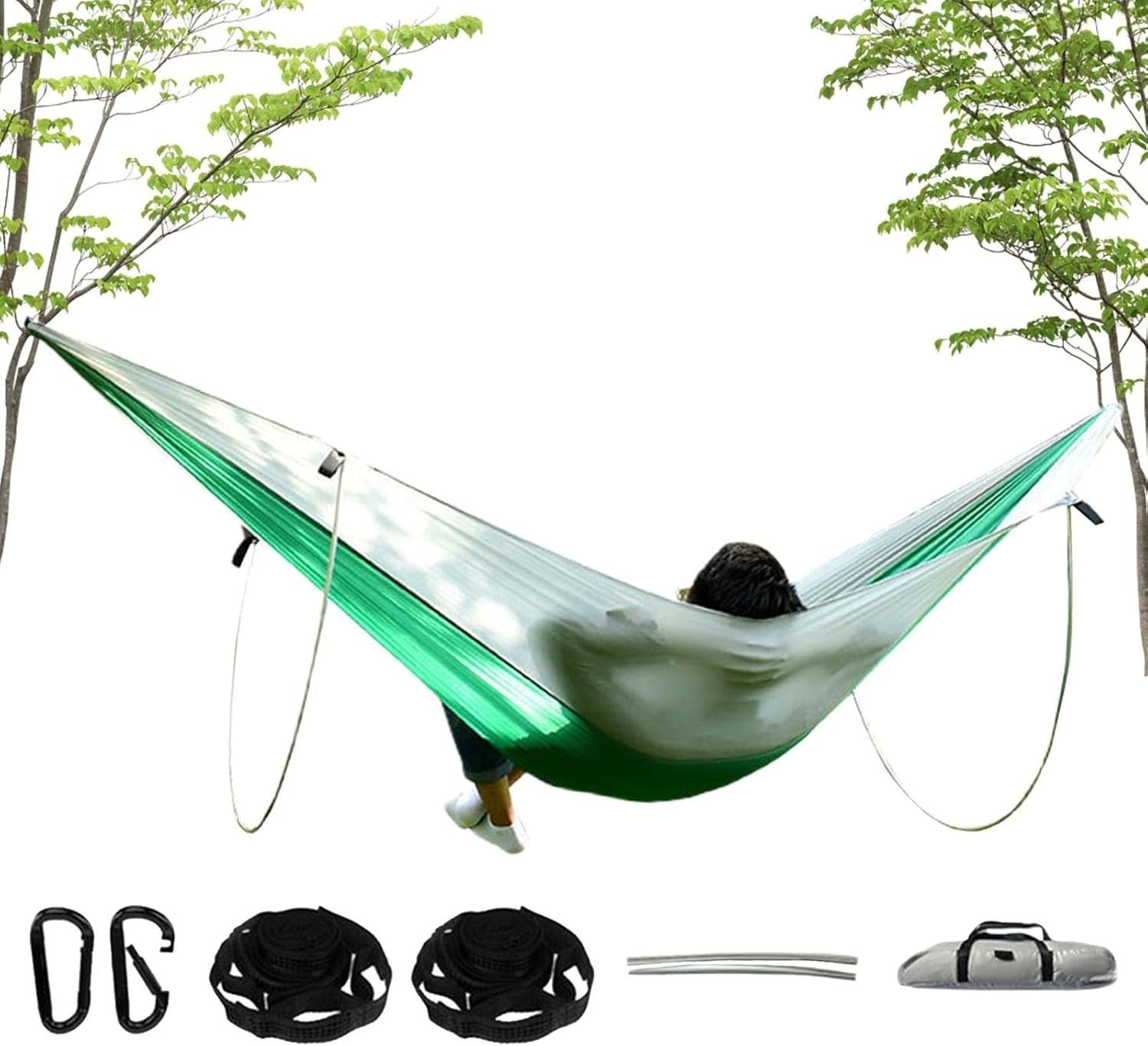 Portable Camping Hammock Double Single Parachute Lightweight with Tree Straps