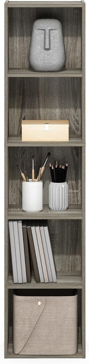 5 Cube Bookcase Storage Open Shelf Compact Design Organizer Bookshelf French Oak