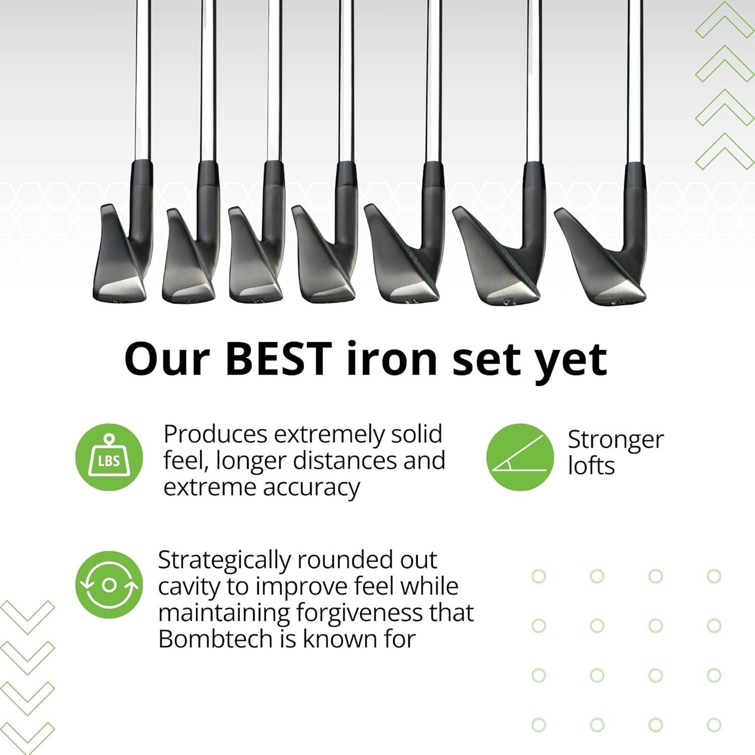 Right Hand Stiff Flex Iron Set 4-PW Steel Shafts Forgiving Distance