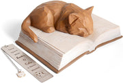 Sleeping Cat on Book Ornament with Bookmark | Cute Cat Lover Gift Brown