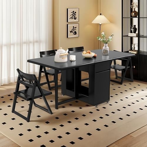 130CM Extending Dining Table with Drawers & Castors for Small Spaces