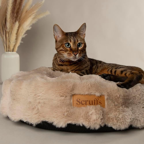 Luxury Faux Fur Round Dog Bed 50x50cm Small Washable