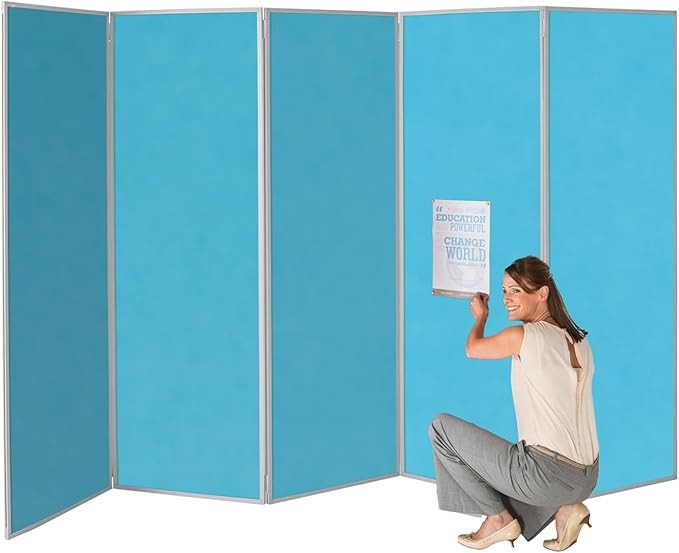 Cyan 5 Panel Folding Room Divider 180×300cm – Portable Privacy Partition