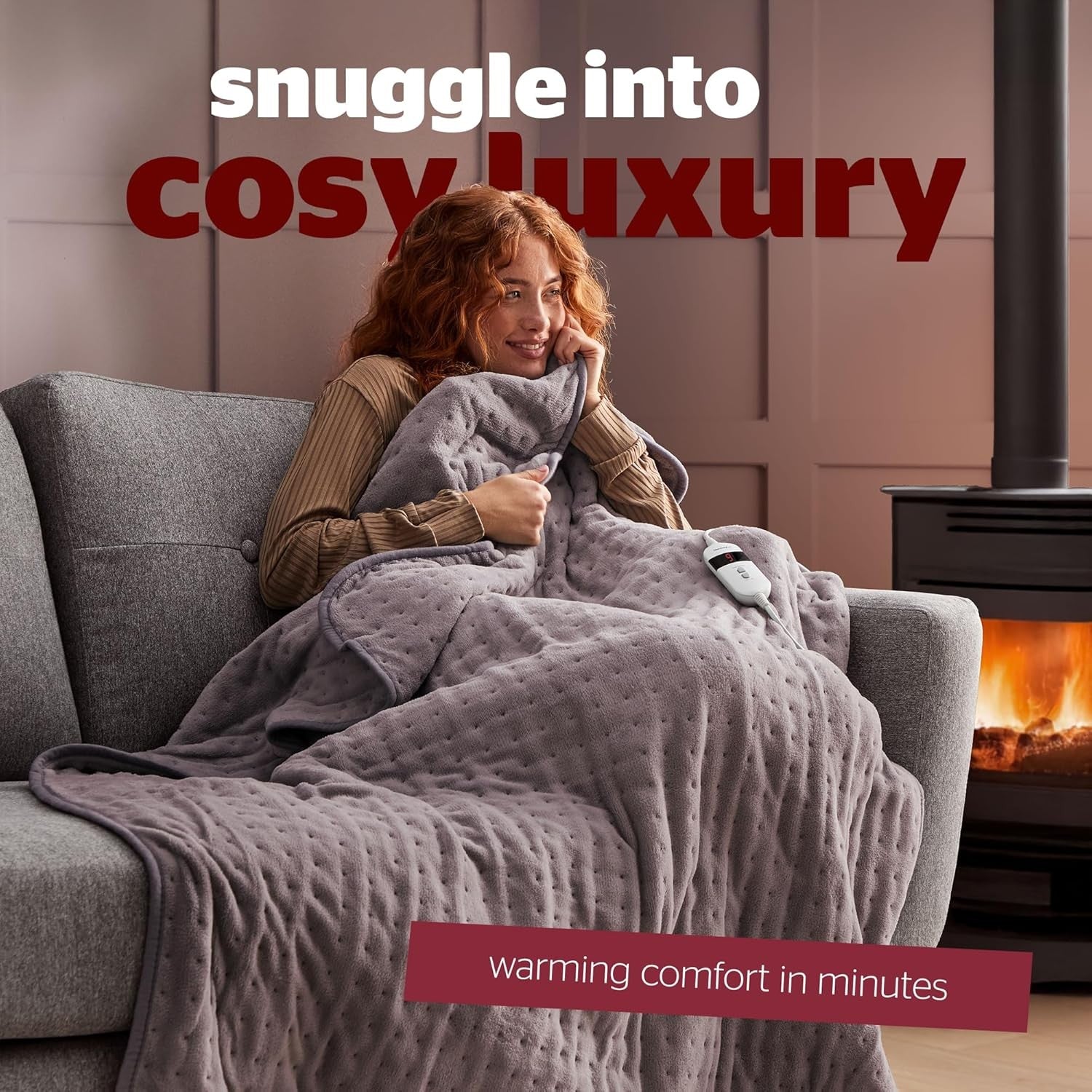 Electric Heated Throw Blanket Luxury Fleece Heat 9 Settings 120x160cm