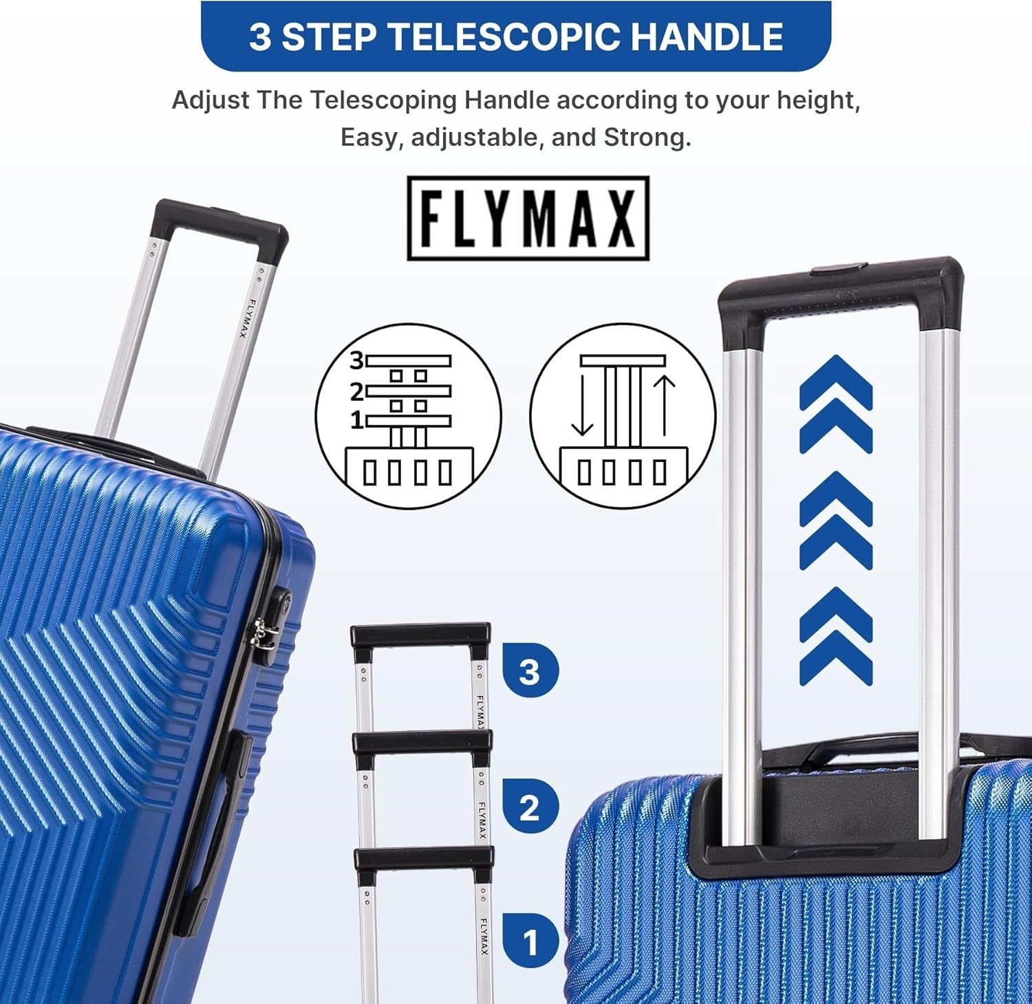 29'' Large Check In Suitcase Hard Shell Lightweight 4 Spinner Wheels Lock Navy