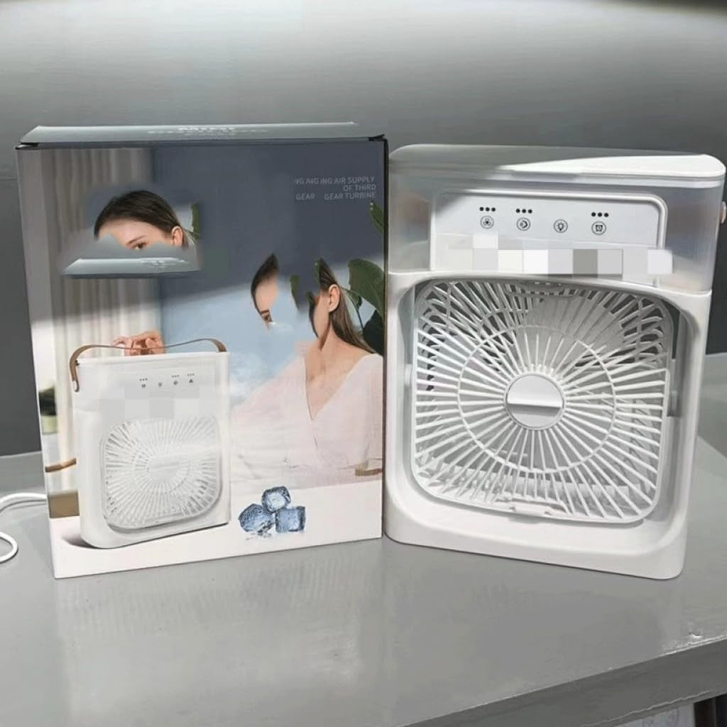Desktop Cooling Spray Fan – 3-Speed USB Rechargeable Mist Humidifier 600ml Tank