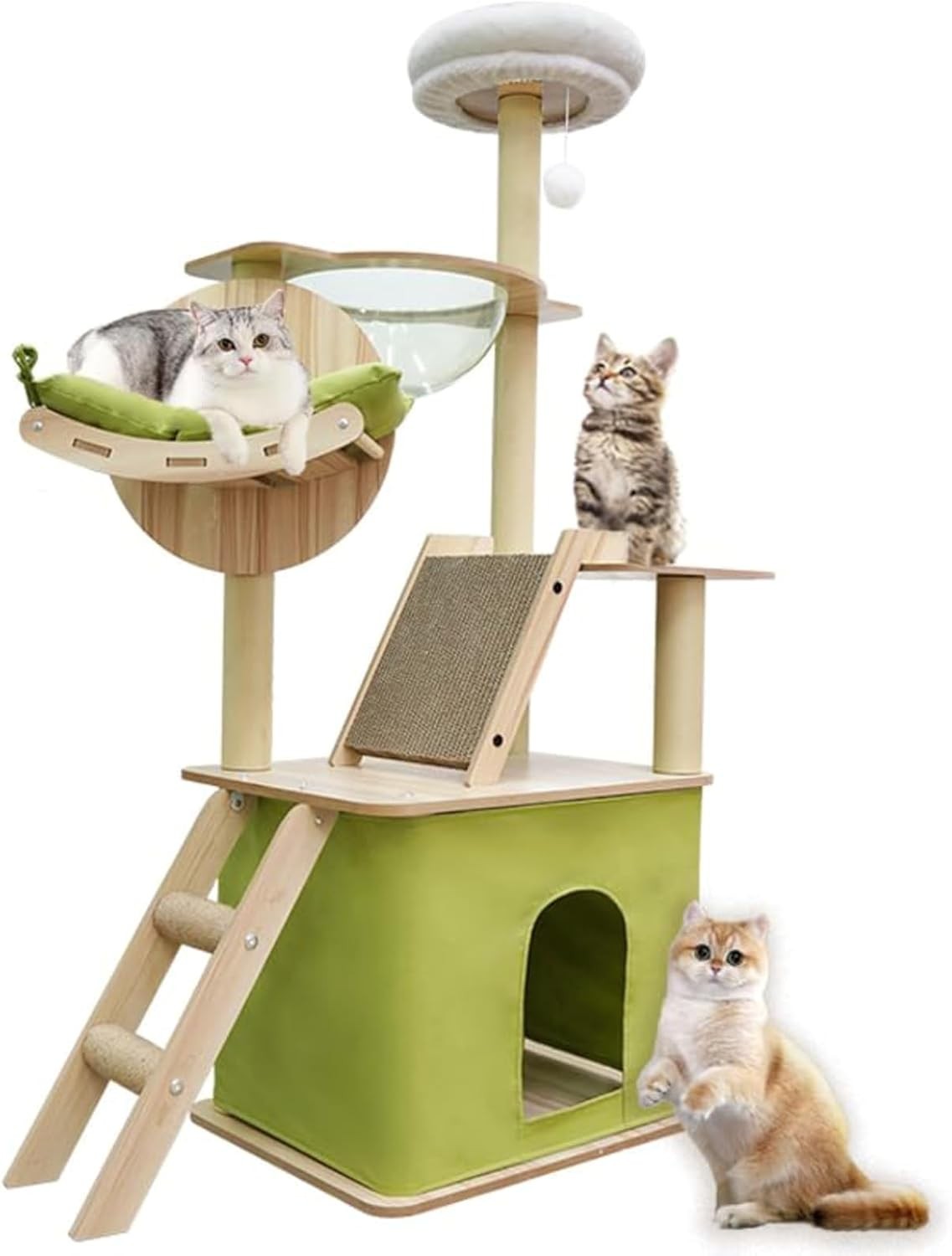 150cm Cat Tree Tower Indoor Condo Capsule Hammock Ladder Large Cats