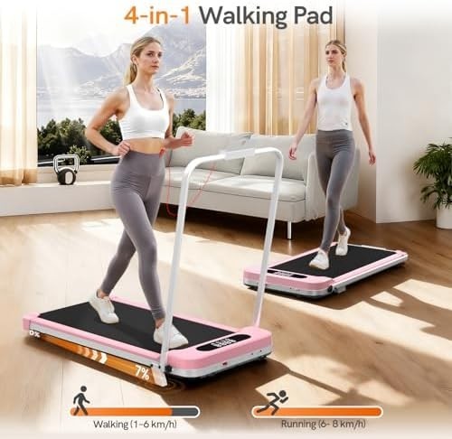 Compact Under Desk Treadmill Foldable Walking Pad 7% Incline Home Gym