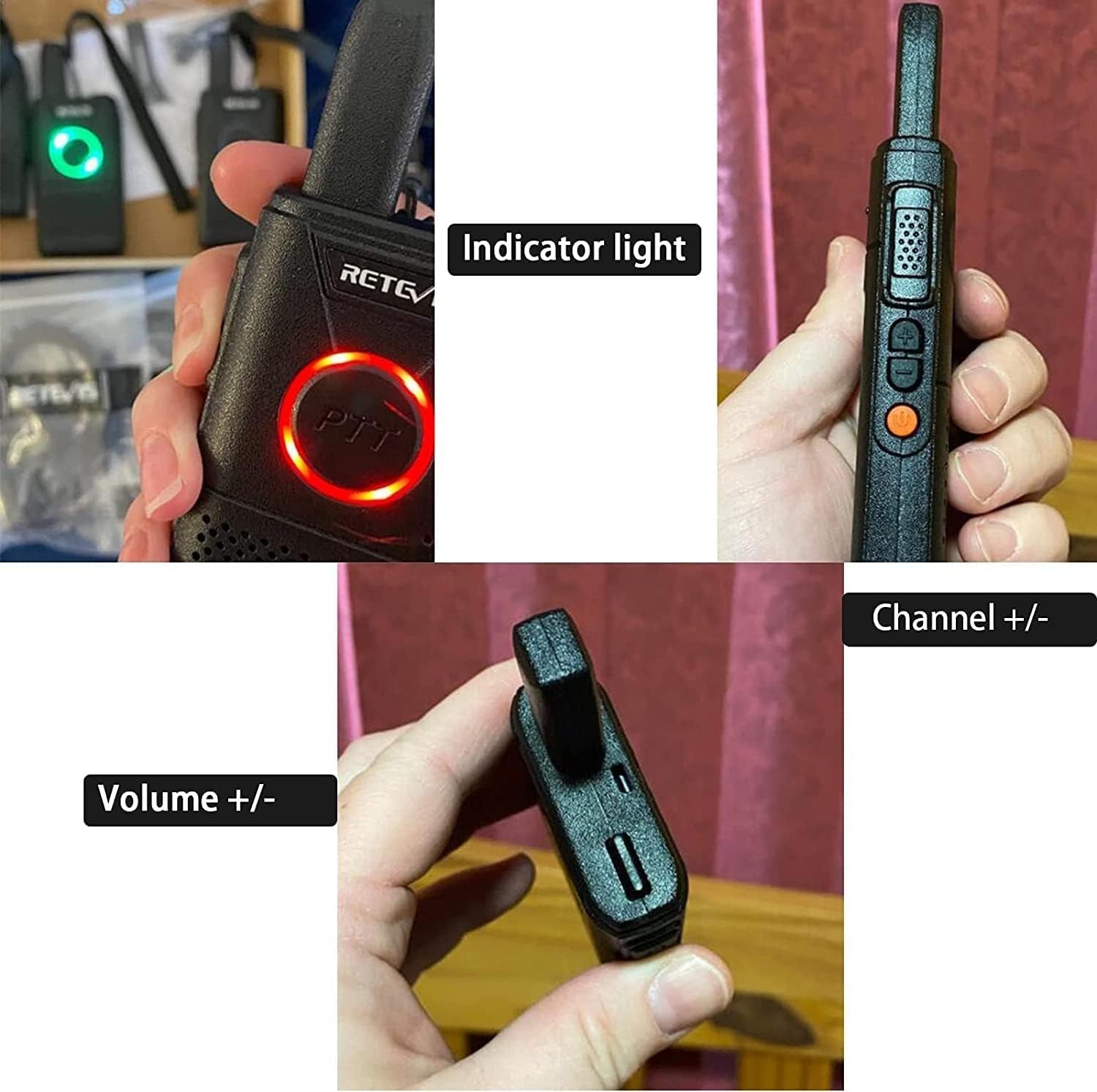 Mini PMR446 Walkie Talkies 4 Pack Long Range Dual PTT Rechargeable