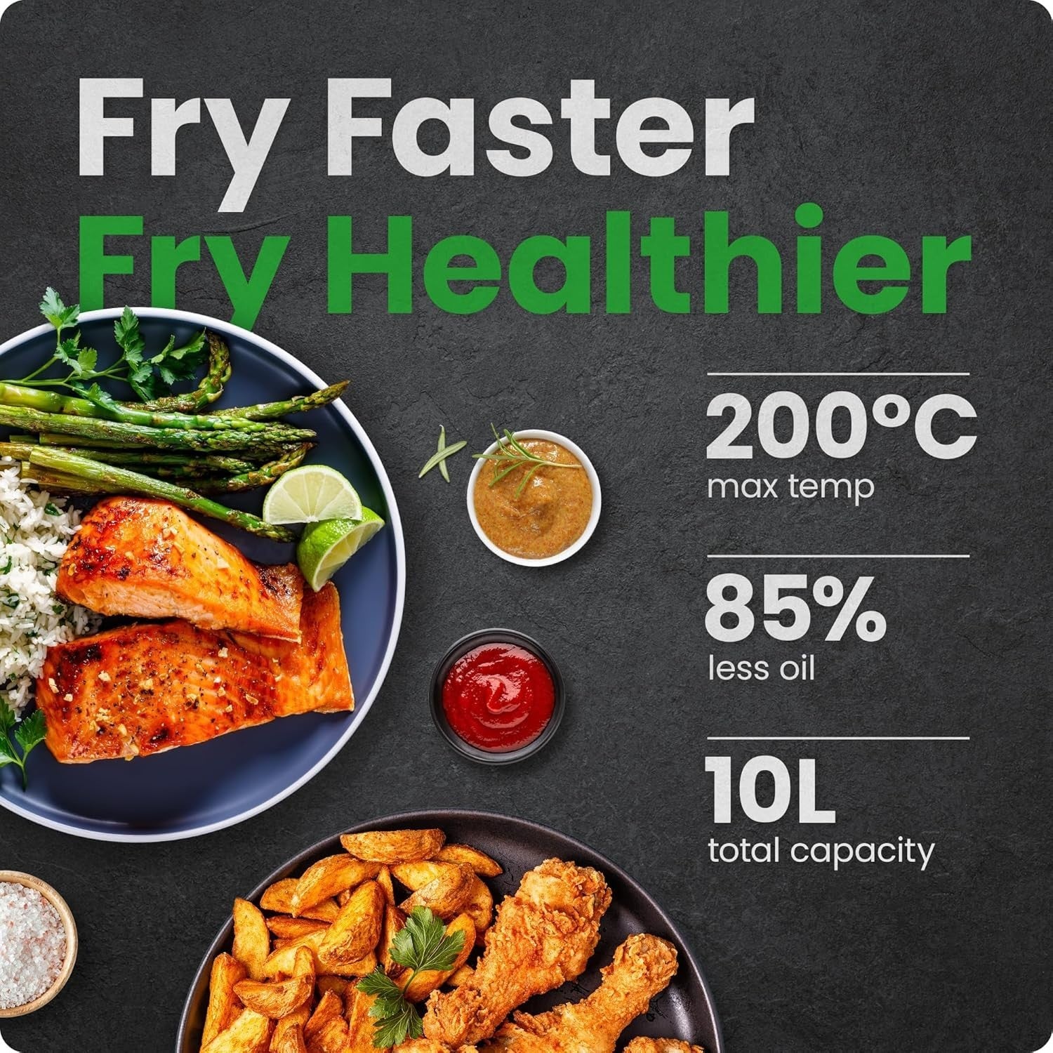 10L Air Fryer Oven w/Rotisserie | 17 Presets | Fast Cooking | Large Family Size