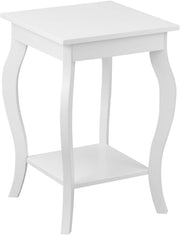 White 2-Tier Bedside Table with Open Storage Shelf – Modern Wooden Side Table 40