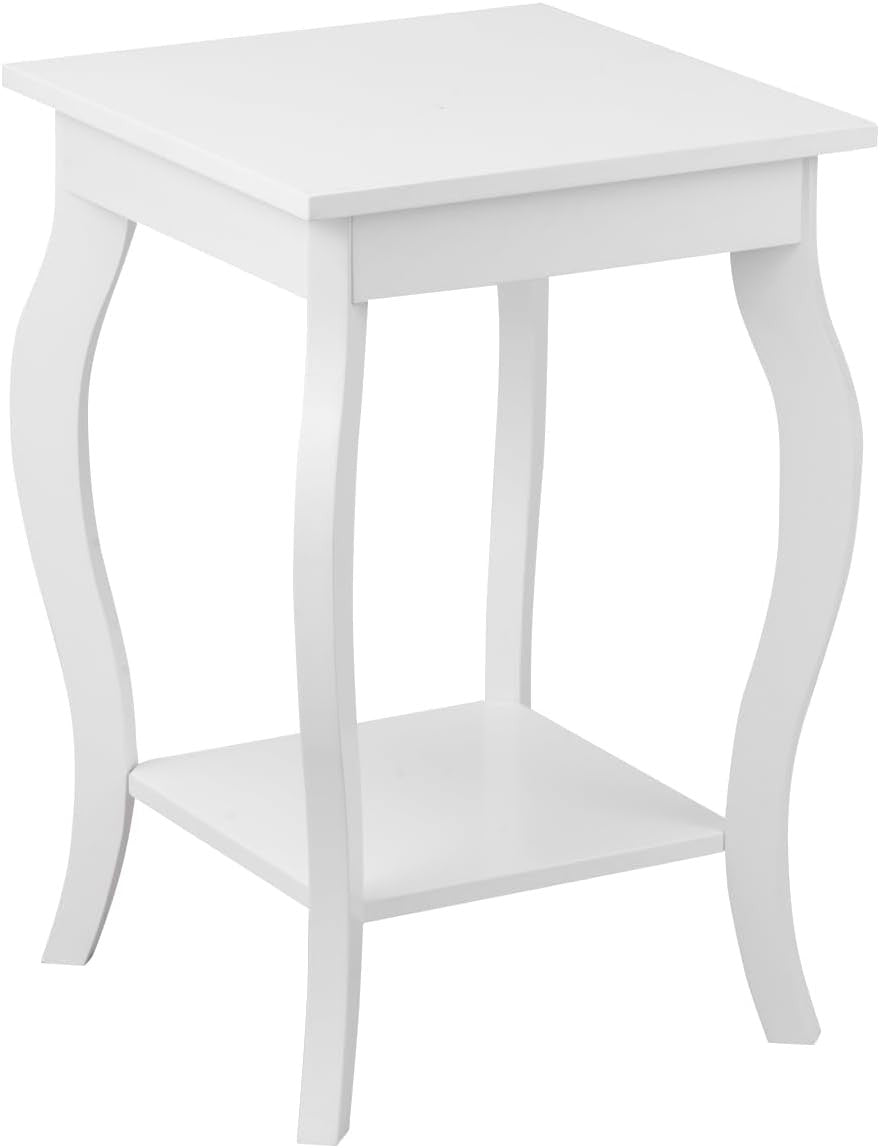 White 2-Tier Bedside Table with Open Storage Shelf – Modern Wooden Side Table 40