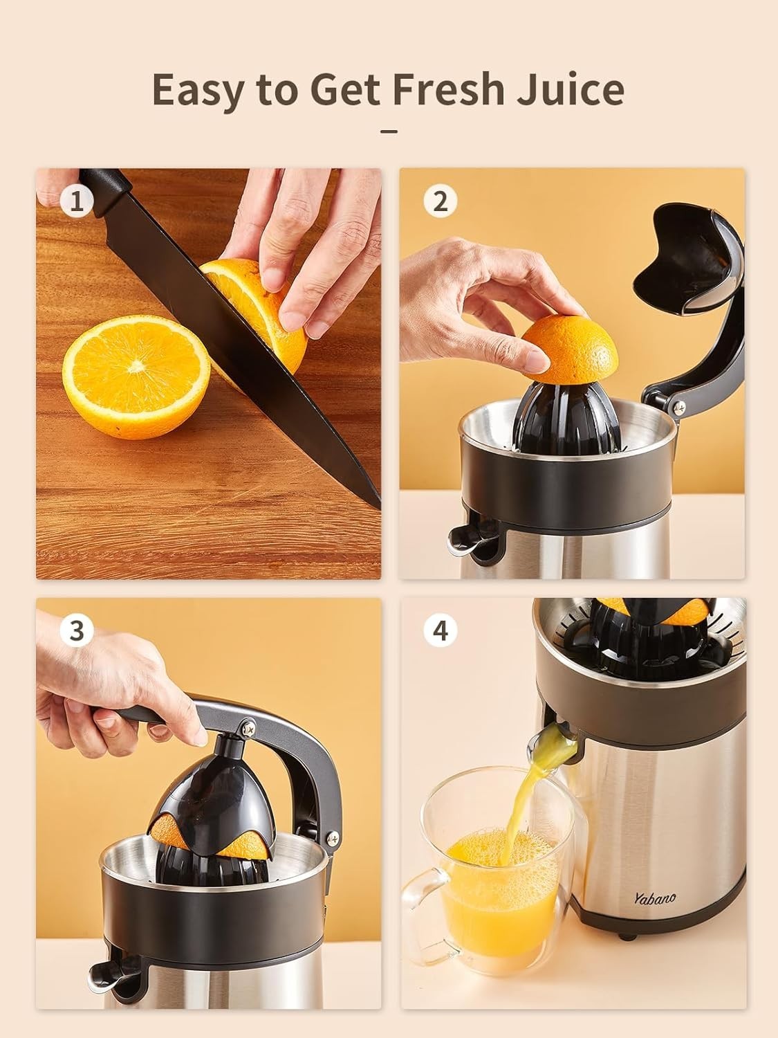 Electric Citrus Juicer Stainless Steel Orange Lemon Grapefruit Press 85W