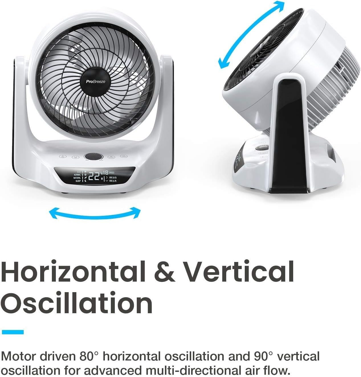 Ultra Quiet DC Air Circulator Fan – 16Speed LED Display Remote Oscillating Timer